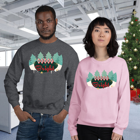 Merry and Bright Retro Christmas Crewneck Sweatshirt-Unisex